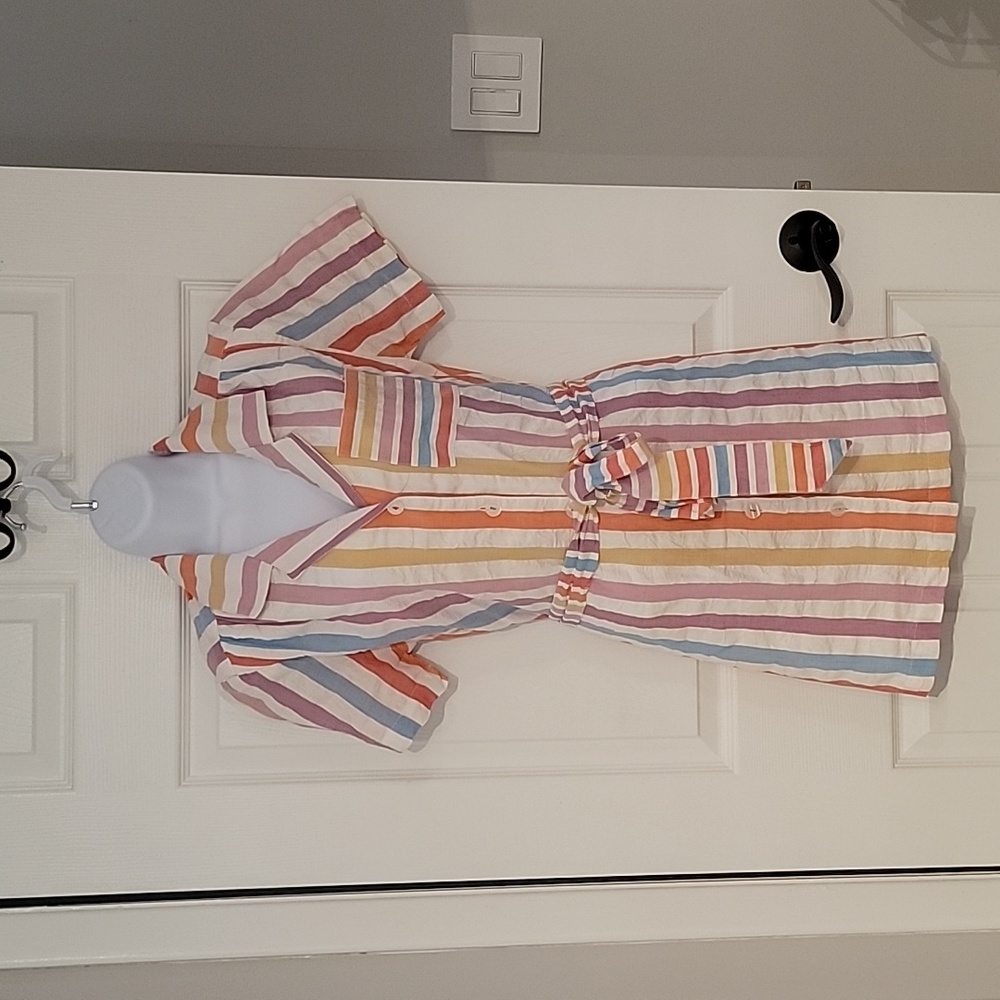 Roller Rabbit Rainbow 🌈 Stripe Eddie dress with tie
